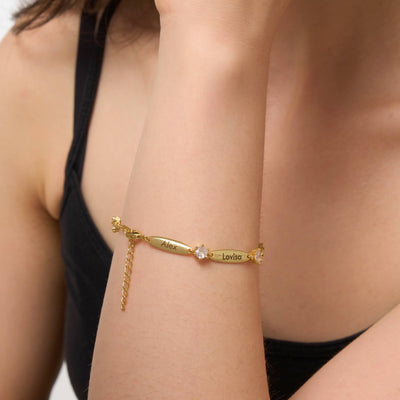 Bracelet Personnalisé à Barres et Cristaux