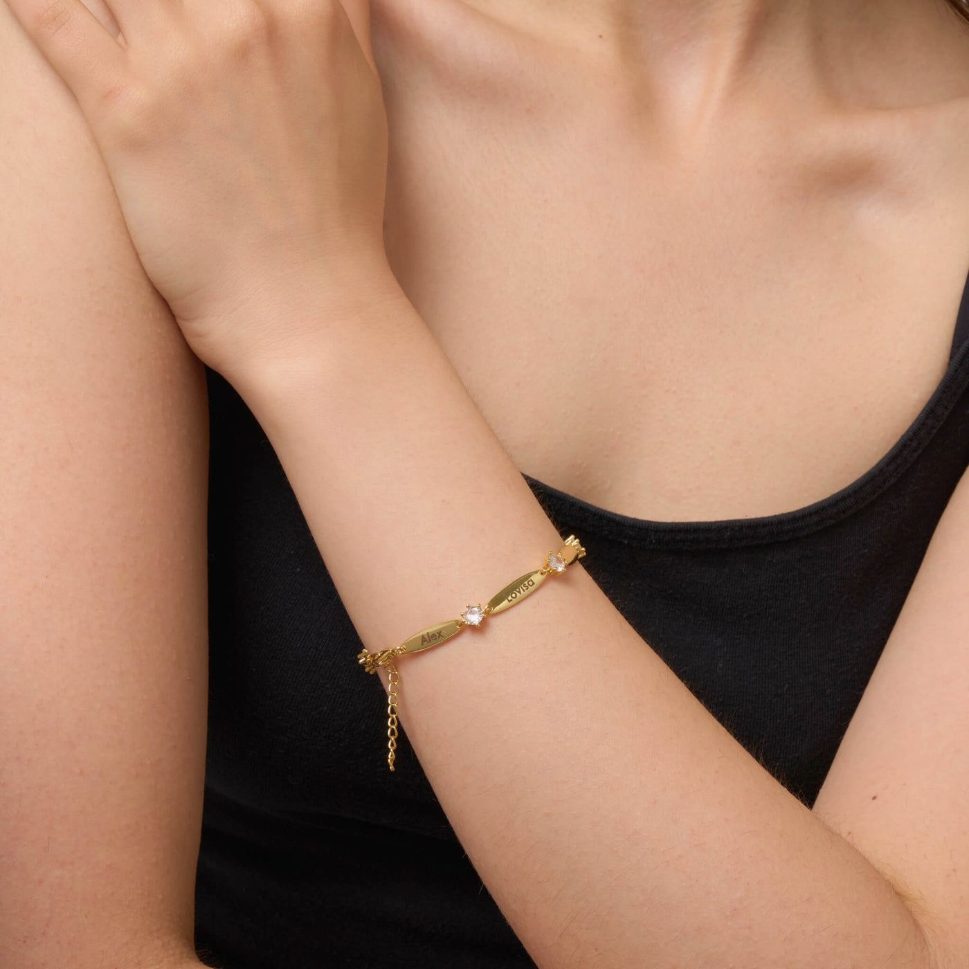 Bracelet Personnalisé à Barres et Cristaux