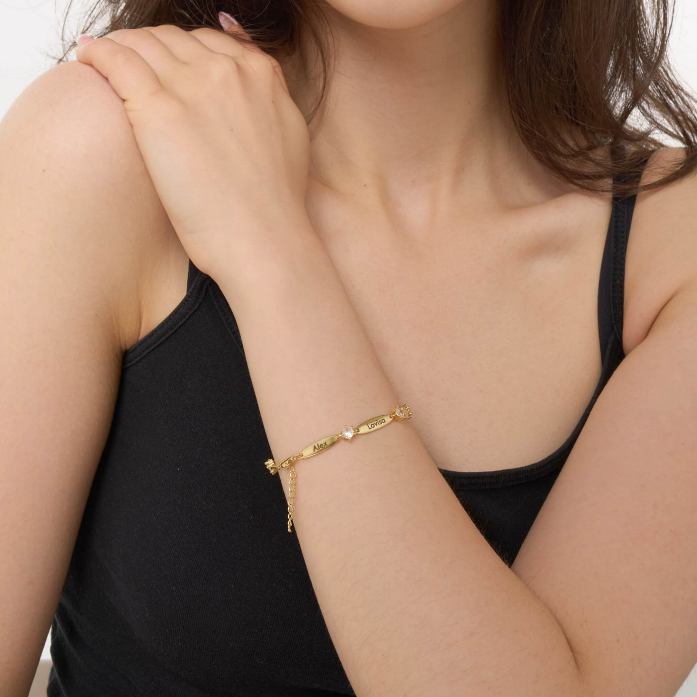Bracelet Personnalisé à Barres et Cristaux