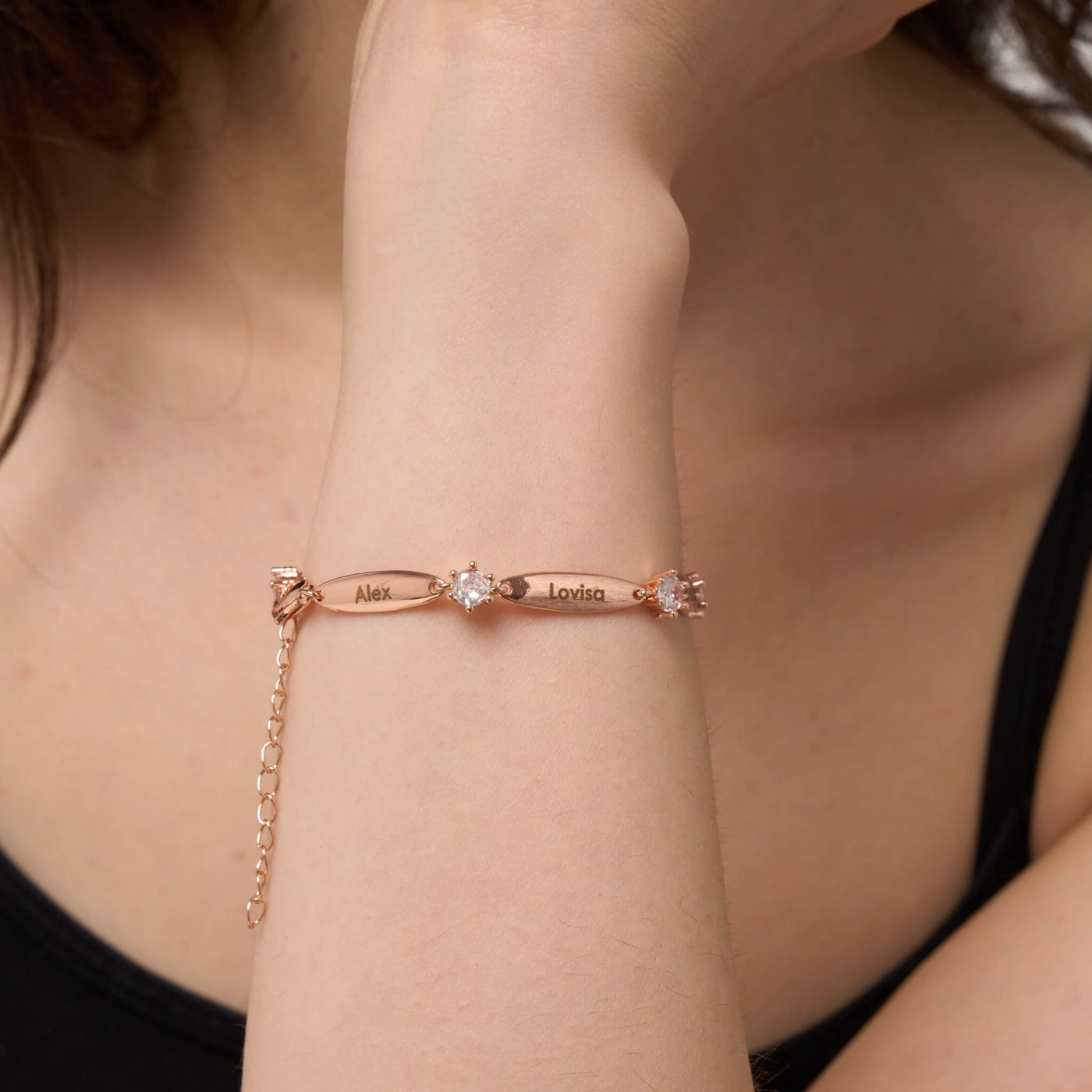 Bracelet Personnalisé à Barres et Cristaux