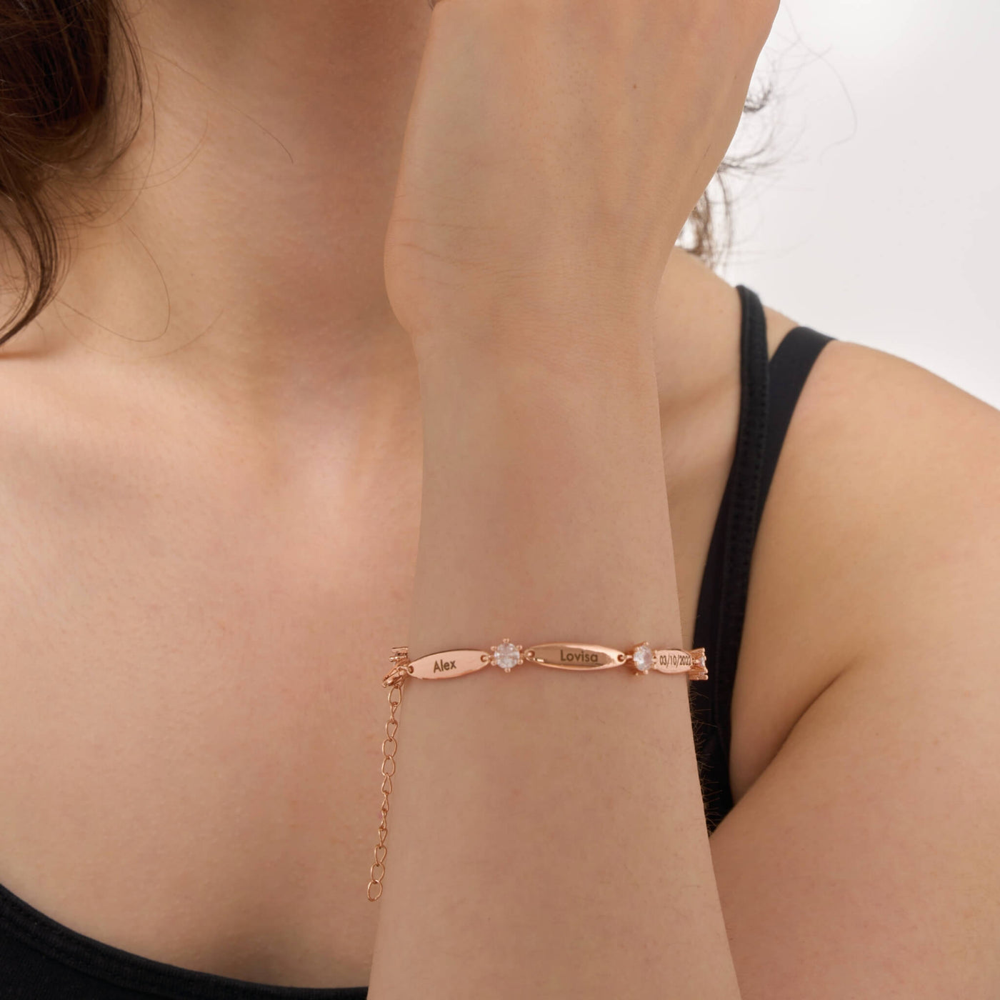 Bracelet Personnalisé à Barres et Cristaux