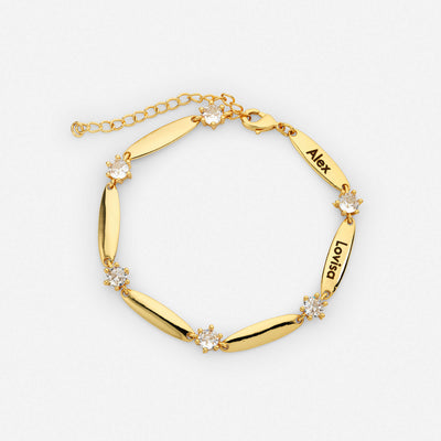 Bracelet Personnalisé à Barres et Cristaux