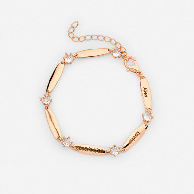 Bracelet Personnalisé à Barres et Cristaux