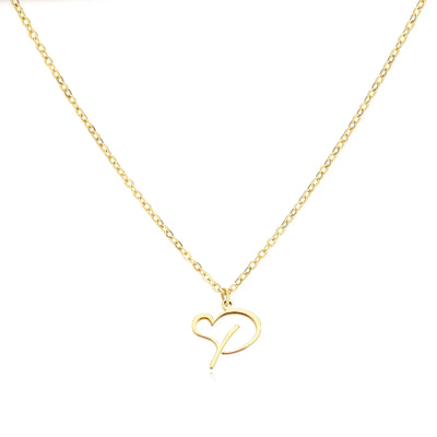 Cursive Letter Necklace Heart